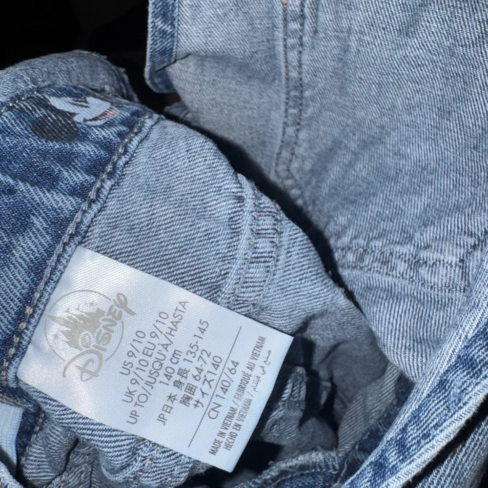 Disney Light Blue Denim Overall Dress with Mickey Print - Picture 3 of 5